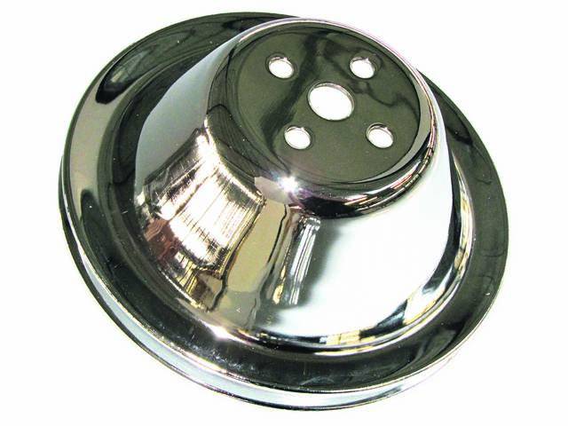 PULLEY, Water Pump, single groove, 7 1/8 inch O.D., chrome finish, Repro