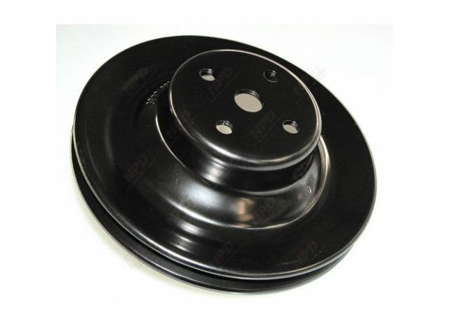 PULLEY, Water Pump, single deep groove, stamped w/ *3932456DV* and *S* on front, black finish, OE style Repro