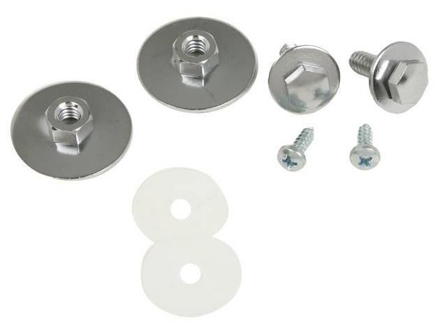 FASTENER KIT, VENT WINDOW FRAME, DOORS, (8), CHROME HEX CONI-CONICAL SPRING WASHER SEMS-SCREW AND WASHER ASSY, CONI-CONICAL SPRING WASHER KEPS, WASHERS