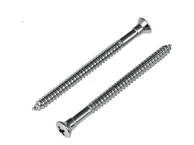 FASTENER KIT, VENT WINDOW CHANNEL, DOOR, (2), #10 X 3.0 INCH STAINLESS STEEL / CHROME FINISH PHILLIPS DRIVE OVAL HEAD SCREWS