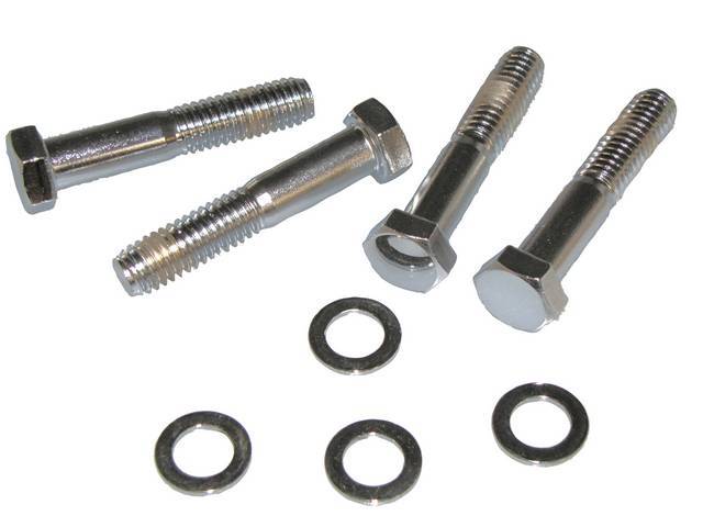 BOLT AND WASHER KIT, Water Pump, (8) incl hex cap chrome plated bolts (1.98 Inch Length, 2.18 Inch Over All Length W/ Hex Head) and flat washers, Repro