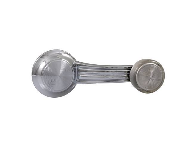HANDLE, Door and Quarter Window, chrome handle w/ clear knob, Repro