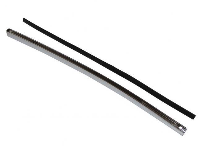 RH / Passenger Side Quarter Window Weatherstrip Channel / Molding, includes chrome channel and rear seal to quarter glass for (64-65)