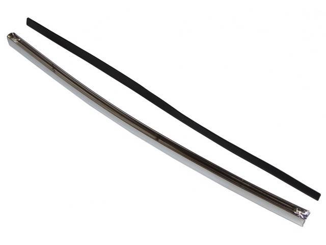 LH / Driver Side Quarter Window Weatherstrip Channel / Molding, includes chrome channel and rear seal to quarter glass for (64-65)