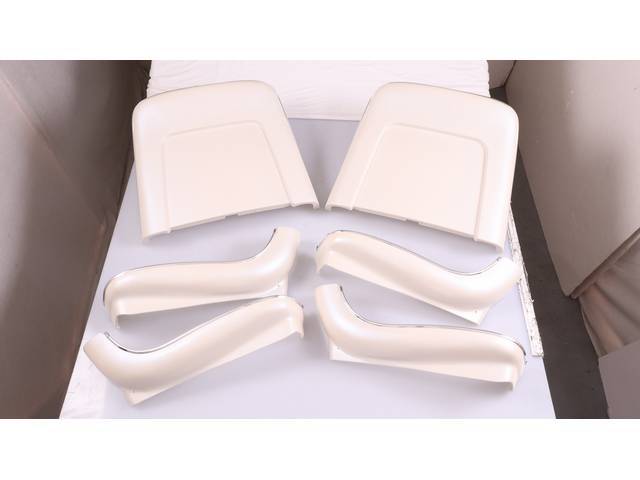 BACK PANEL AND SIDE SHIELD SET, Bucket Seat, white (actual color is off white), (6) includes two back panels and four side shields, ABS-Plastic w/ chrome mylar trim and bullet caps, repro