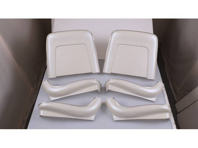 BACK PANEL AND SIDE SHIELD SET, Bucket Seat, pearl, (6) includes two back panels and four side shields, ABS-Plastic w/ chrome mylar trim and bullet caps, repro