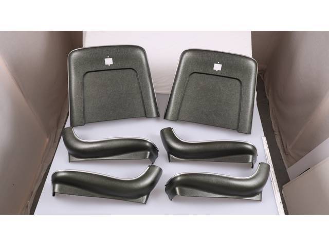 BACK PANEL AND SIDE SHIELD SET, Bucket Seat, dark green metallic, (6) includes two back panels and four side shields, ABS-Plastic w/ chrome mylar trim, repro