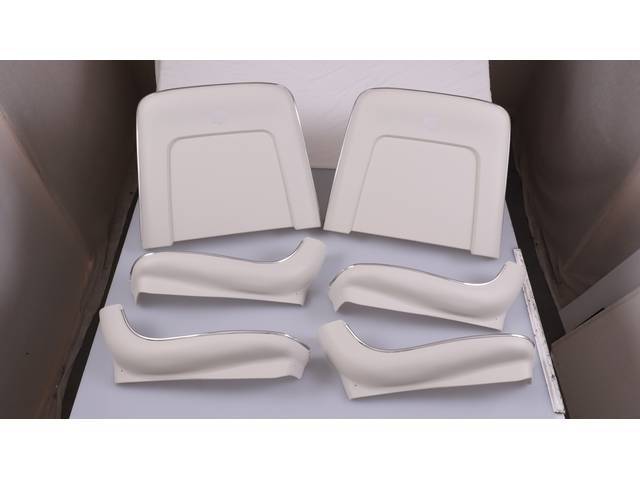BACK PANEL AND SIDE SHIELD SET, Bucket Seat, white (actual color is off white), (6) includes two back panels and four side shields, ABS-Plastic w/ chrome mylar trim, repro