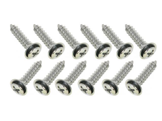 FASTENER KIT, SEAT SIDE PANELS, (12), CHROME PHILLIPS DRIVE OVAL HEAD FLUSH SEMS-SCREW AND WASHER ASSY 