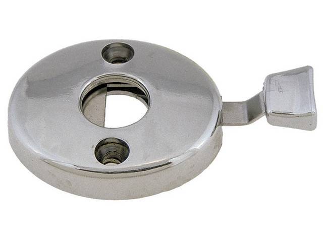 ESCUTCHEON / LOCK, Head Rest, chrome finish, plastic, sold each, repro  ** does not incl hardware, see p/n C-11376-101AK **