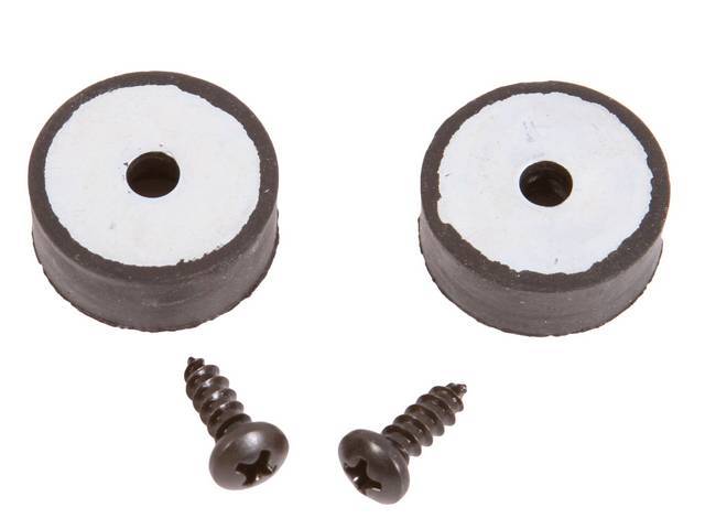 Seat Back Rubber Bumper Kit, (2) Incl round bumpers w/ metal backing, Reproduction for (64-69)