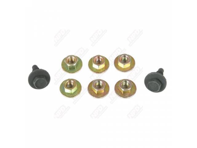 FASTENER KIT, Seat Tracks to Floorpan, (8) incl HX CONI 1.25 diameter SEMS bolts / screws, OE-style repro