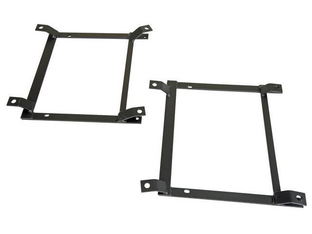 BRACKET SET, Bucket Seat Mounting, TMI Pro-Series Low Profile, metal brackets in black powder coated finish, does one pair of seats, repro