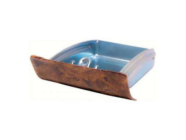 ASH TRAY, Dash / Instrument Panel, features a simulated burlwood grain finish, incl insert, OER repro