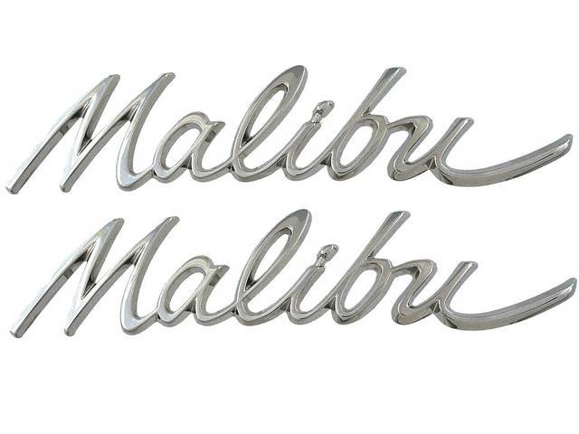 Quarter Panel *Malibu* Emblem Set, features excellent chrome quality, OE Correct US-Made Reproduction for (1964) 
