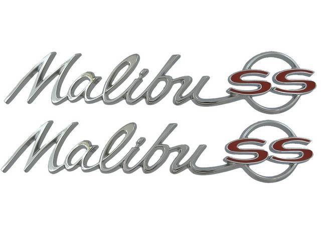 Quarter Panel *Malibu SS* Emblem Set, Includes Mounting Hardware, OE Correct US-Made Reproduction for (1964)