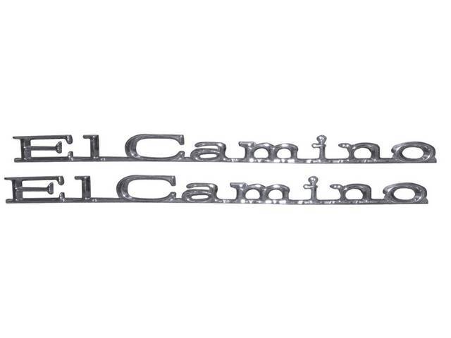 Quarter Panel *El Camino* Emblem Set, features excellent chrome quality, Includes Mounting Hardware, OE Correct US-Made Reproduction for (1967)
