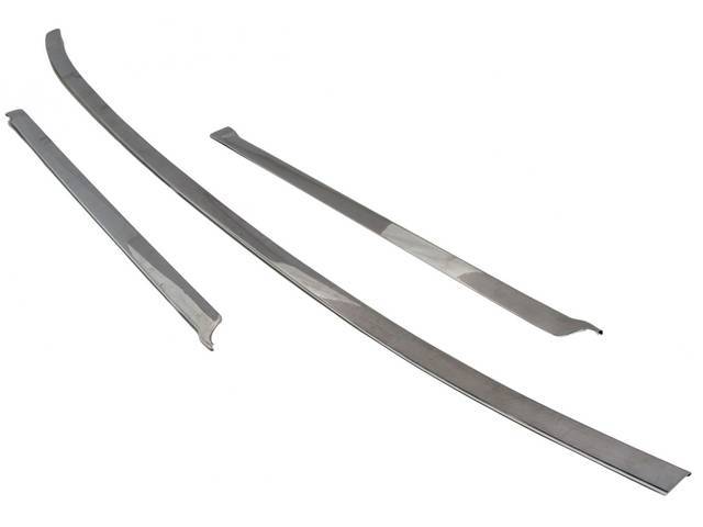 MOLDING SET, Quarter Panel Pinchweld Finishing / Convertible Top Well, closed ends, polished stainless steel, (3), Repro