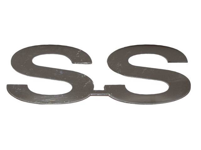 Emblem, Rear Panel, *SS*, Mirror Polished Stainless, 3M double-sided tape backed