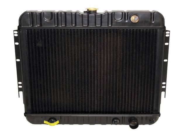 RADIATOR, COPPER / BRASS, 2 ROW, 16 1/8 X 25 X 1 1/4 CORE SIZE, 1 1/2 Inch RH INLET, 1 3/4 Inch RH OUTLET, 12 Inch transmission COOLER, FRONT FLANGE MOUNT