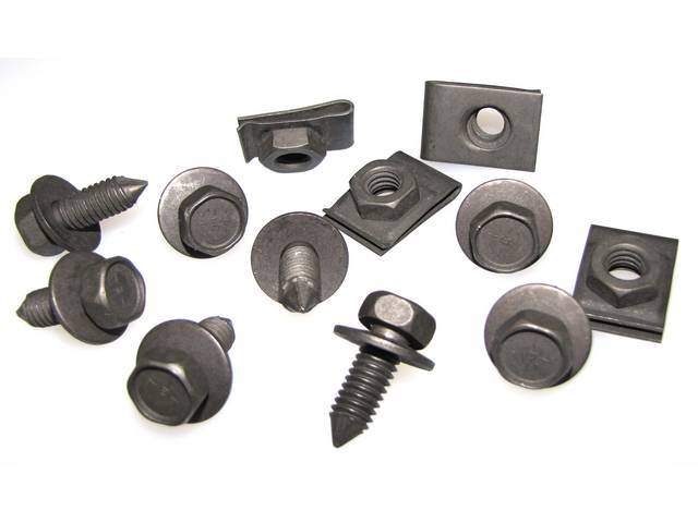 FASTENER KIT, Radiator and Center Shroud, (12) incl HX PP CONI SEMS and u nuts, OE-correct repro