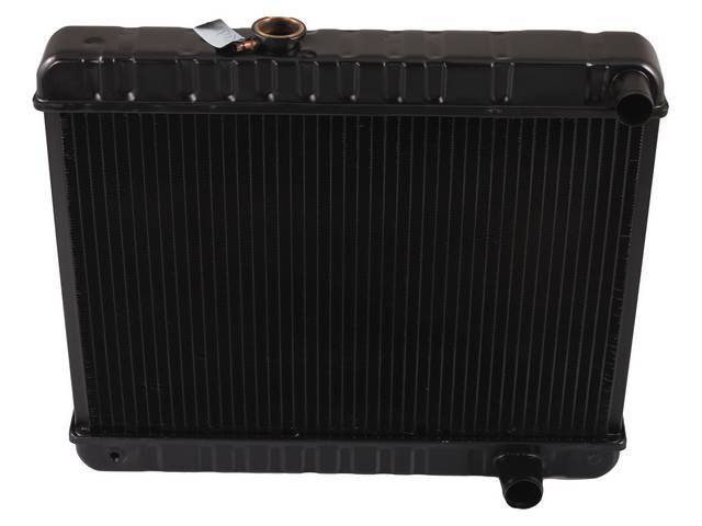 RADIATOR, Down Flow, Copper / Brass, 4 Row, 23 3/4 inch x 17 3/8 inch x 2 5/8 inch thick core size, 1 1/2 inch RH inlet, 1 3/4 inch RH outlet, OE style repro