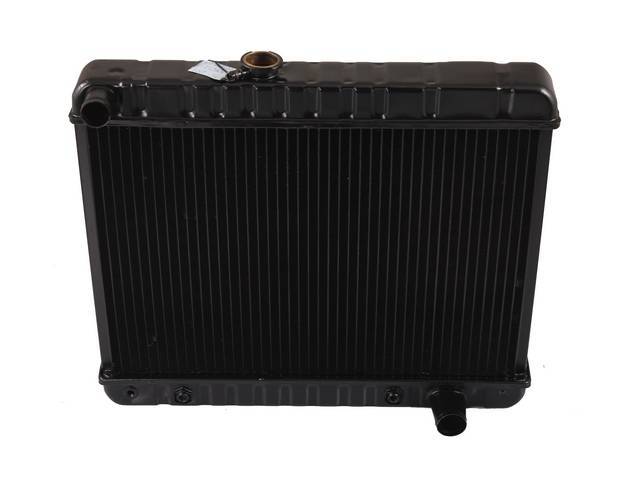 RADIATOR, Down Flow, Copper / Brass, 4 Row, 23 3/4 inch x 17 3/8 inch x 2 5/8 inch thick core size (OE is 17 1/2 inch height), LH fill cap, OE style repro