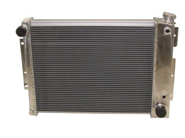 RADIATOR, Cross Flow, Aluminum, 4 Row, Champion, 20 3/4 inch core style (actual core measures: 20 3/4 inch width x 17 inch height x 2 3/4 inch thick), 28 3/4 inch overall width (to the brackets) x 19 1/4 inch overall height, 1 1/2 inch LH inlet, 1 3/4 inc