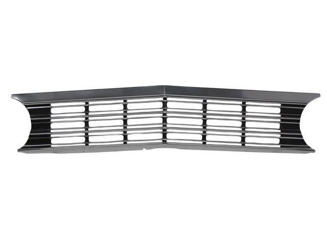 GRILLE, Radiator, aluminum w/ black painted vertical bars, Repro