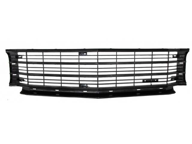 GRILLE, Radiator, Black, Plastic, Does Not Incl stainless moldings, Repro
