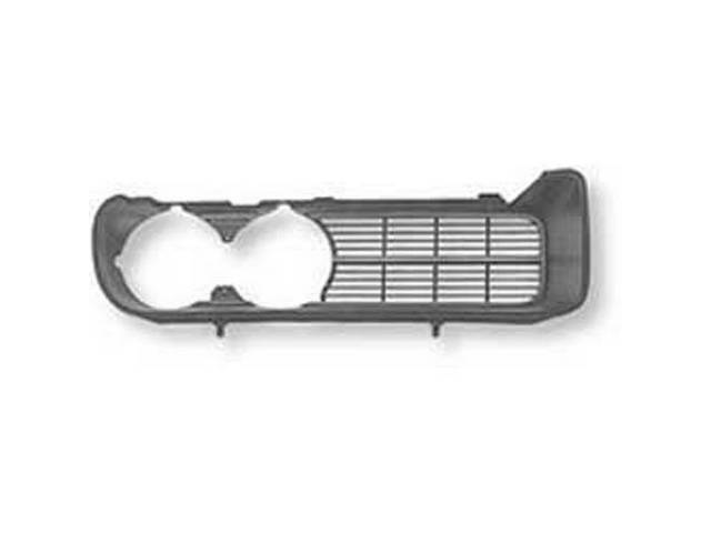 GRILLE, Radiator, Silver Finish, Black grille w/ silver accents, RH, Repro