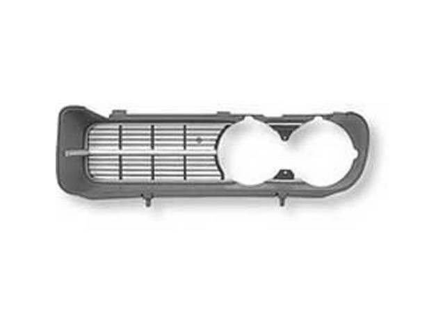 GRILLE, Radiator, Silver Finish, Black grille w/ silver accents and Chrome 400 Grille Insert, LH, Repro