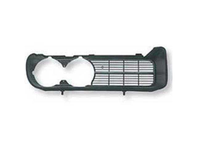 GRILLE, Radiator, Black Finish, Black grille w/ silver accents, RH, Repro