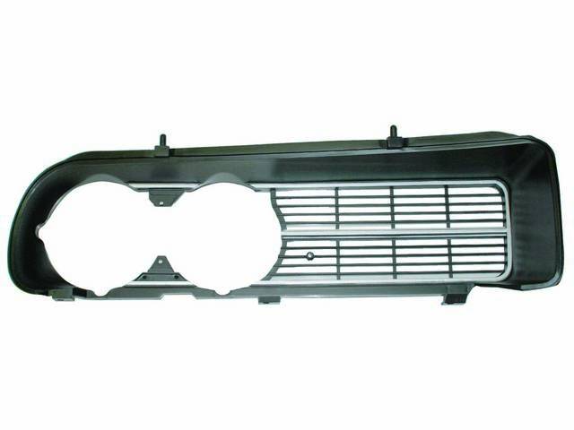 GRILLE, Radiator, Black Finish, Black grille w/ silver accents, LH, Repro