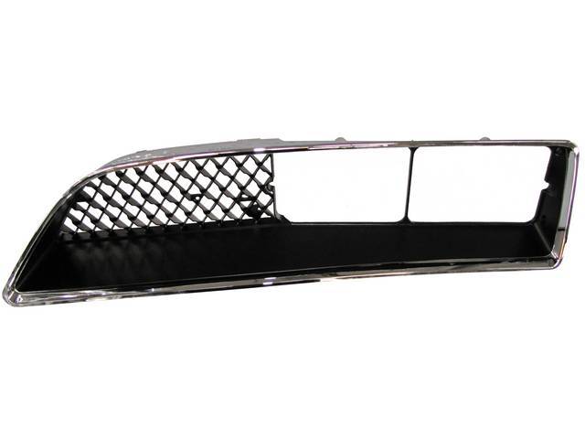 Radiator Grille, Diamond Pattern, Black Inlay w/ Chrome Edging, LH, accurate reproduction 