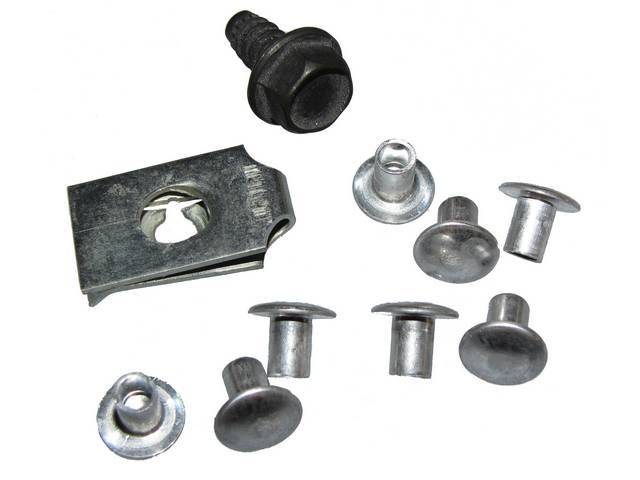 FASTENER KIT, Grille, Lower Molding, (10) Incl rivets, screw And spring nut