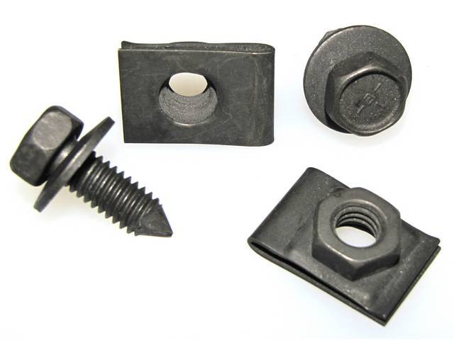 FASTENER KIT, Front Wheelhouse To Radiator Core Support, (4) Incl HX PP CONI SEMS and U-Nuts