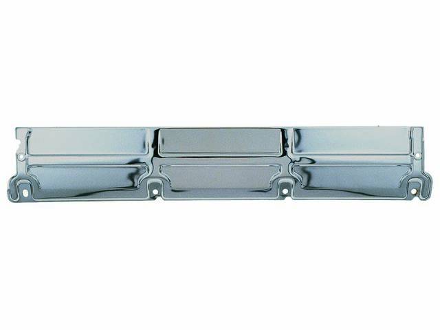 PANEL, Radiator Mounting, Upper, 4-bolt design, 31 1/8 inch length x 5 3/4 inch width, 20 gauge steel, incl bolts, chrome finish, repro