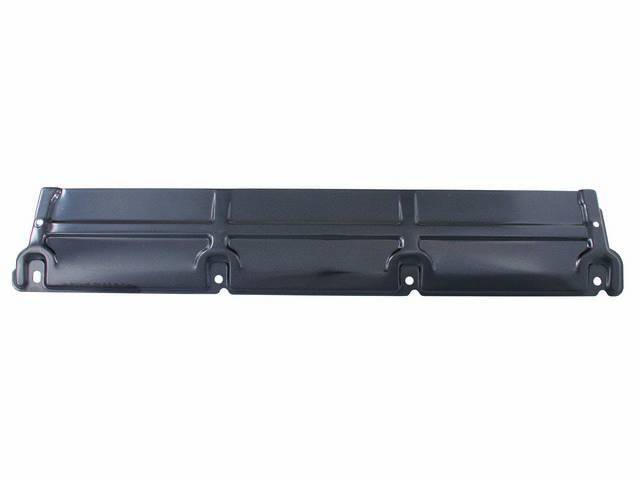 PANEL, Radiator Mounting, Upper, 4-bolt design, 31 1/8 inch length x 5 3/4 inch width, 20 gauge steel, incl bolts, black painted finish, OE-style repro