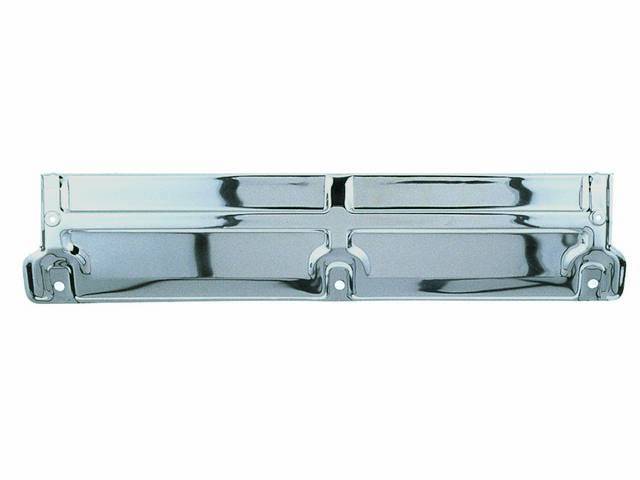 PANEL, Radiator Mounting, Upper, 3-bolt design, 24 inch length x 5 1/4 inch width, incl bolts, chrome finish, repro
