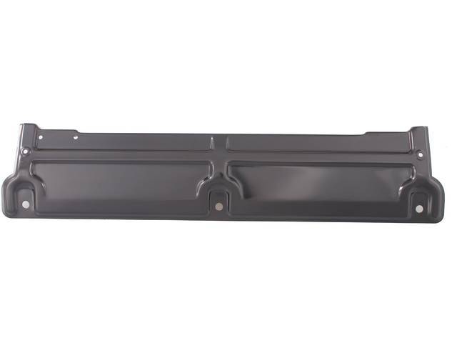 PANEL, Radiator Mounting, Upper, 3-bolt design, 23 7/8 inch length x 5 1/4 inch width, incl bolts, black painted finish, repro