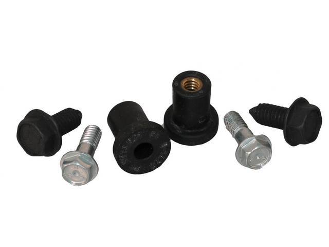 FASTENER KIT, Radiator, mounts radiator to core support, (6), includes HEXWASHER MS and pinch point screws, grommets / well-nuts, OE-Correct repro