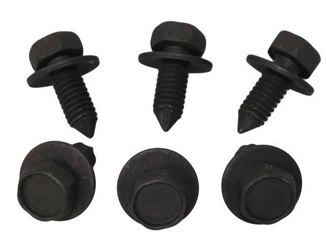 FASTENER KIT, BODY MOUNT BRACKETS AT RADIATOR SUPPORT, (6), HEX PINCH POINT CONI-CONICAL SPRING WASHER SEMS-SCREW AND WASHER ASSY 