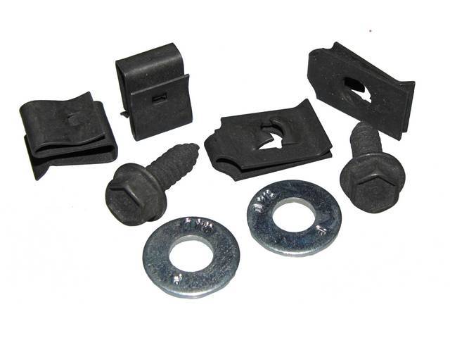 FASTENER KIT, Radiator Fan Shroud, (8) includes screws, washers, spring nuts and s clips, OE-correct repro