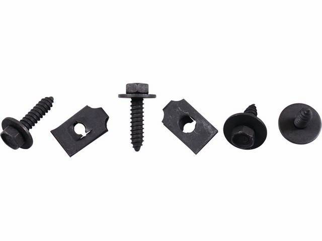 FASTENER KIT, Radiator Fan Shroud, (6) includes metric HX flat SEMS and spring nuts, OE-correct repro
