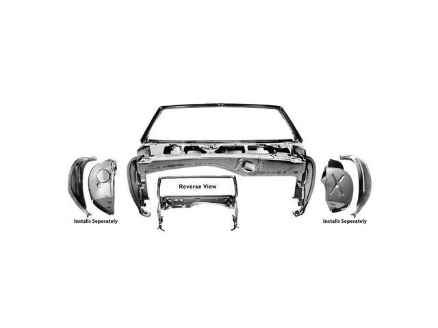 FRAME ASSY, Windshield w/ Cowl Panel, high grade steel, some welding reqd for installation, assy incl p/n C-12804-1B and steel windshield frame, p/n C-12801-20A and C-12801-21A included separately (to be installed by customer), EDP-coated repro **