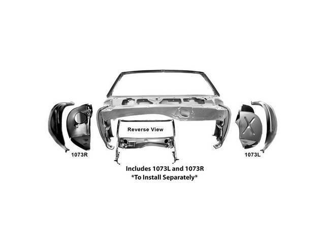 FRAME ASSY, Windshield w/ Cowl Panel, high grade steel, some welding reqd for installation, assy incl p/n C-12804-1B and steel windshield frame, p/n C-12801-20A and C-12801-21A included separately (to be installed by customer), EDP-coated repro **