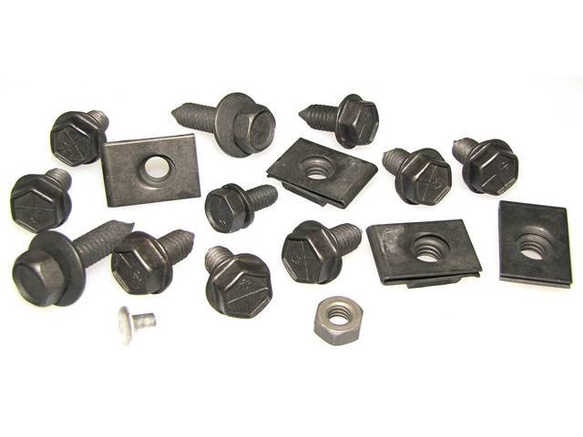 FASTENER KIT, Bumper Filler Panel, Front, (17) Incl HX Coni Sems, Screws, Nuts and Rivets