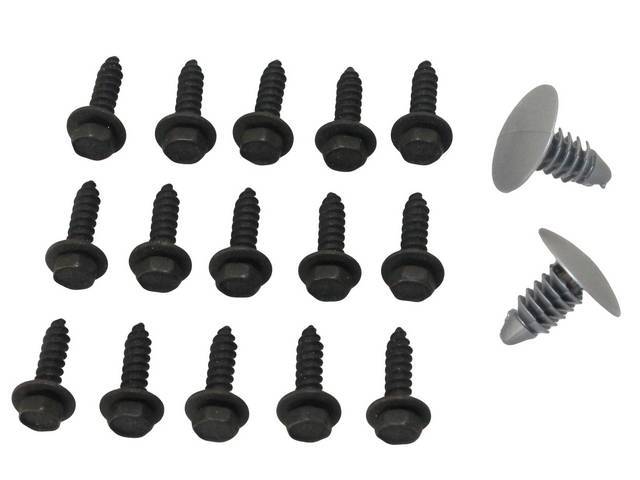 FASTENER KIT, BUMPER (REAR) FILLER PANELS, (17), HEX FLAT SEMS-SCREW AND WASHER ASSY, NYLON RETAINERS
