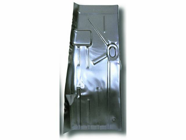 FLOOR PAN, Front Section, RH, 39 inch length x 20 inch width, has a 1 inch overlap for joining the front and rear pans, US / Canadian made Repro